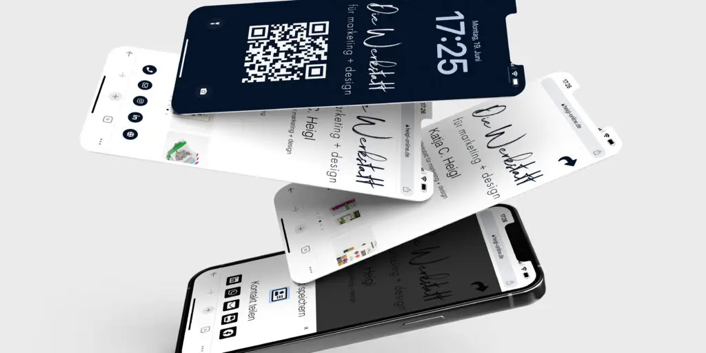 Digitale Visitenkarte am Mobiltelefon dargestellt.